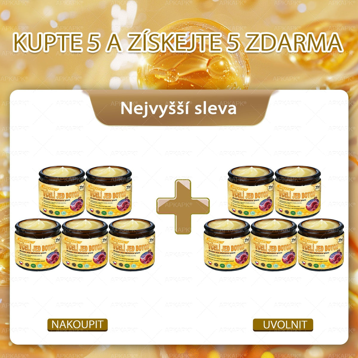👑Zbývá pouze 5 krabic! ⭐Dodatečná sleva 50%! Pokud nyní zmeškáte, získáte ji až příští rok – 𝖠𝖯𝖪𝖠𝖯𝖪® medově jedový krém na obnovu pokožky