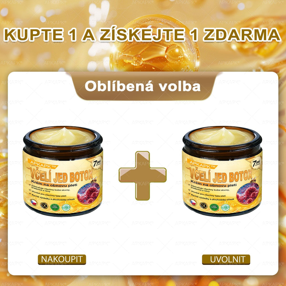 👑Zbývá pouze 5 krabic! ⭐Dodatečná sleva 50%! Pokud nyní zmeškáte, získáte ji až příští rok – 𝖠𝖯𝖪𝖠𝖯𝖪® medově jedový krém na obnovu pokožky