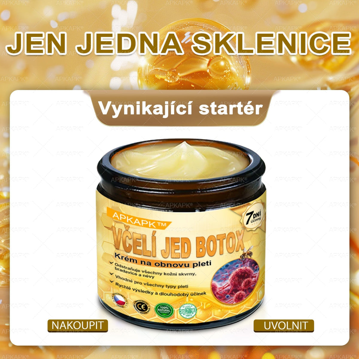 👑Zbývá pouze 5 krabic! ⭐Dodatečná sleva 50%! Pokud nyní zmeškáte, získáte ji až příští rok – 𝖠𝖯𝖪𝖠𝖯𝖪® medově jedový krém na obnovu pokožky